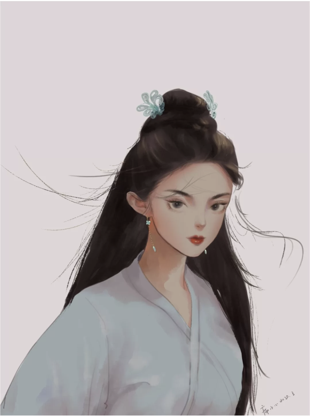 古风少女插画｜温柔腼腆中不失纯真，恬静柔和中不失灵动