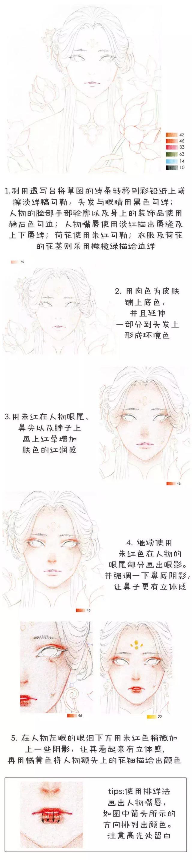 教你用彩铅画古风美女插画（附造型图解）