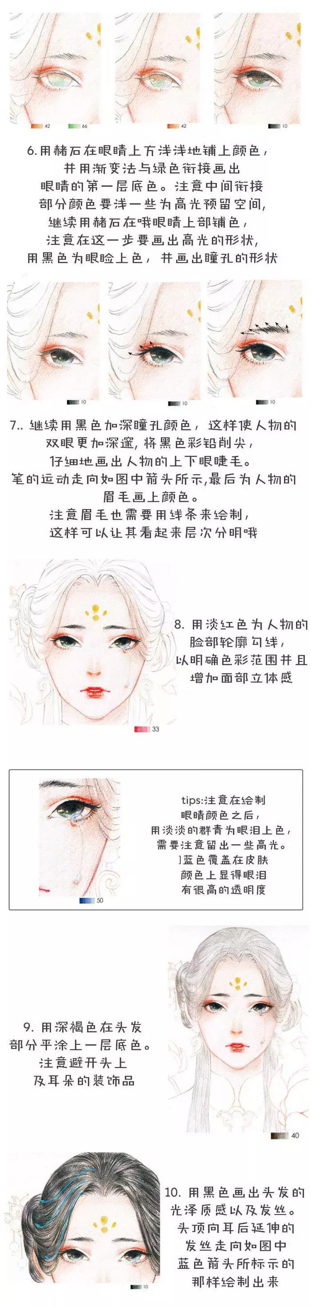 教你用彩铅画古风美女插画（附造型图解）