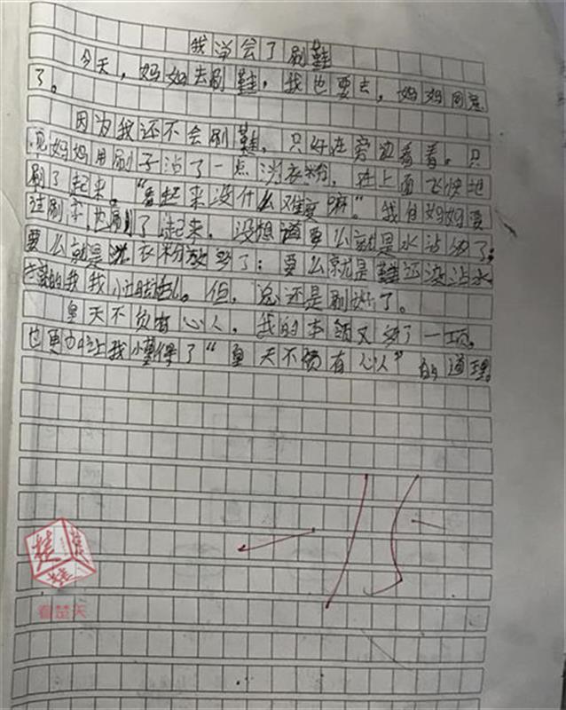 通城县一小学生作文不及格 屁股被老师打青