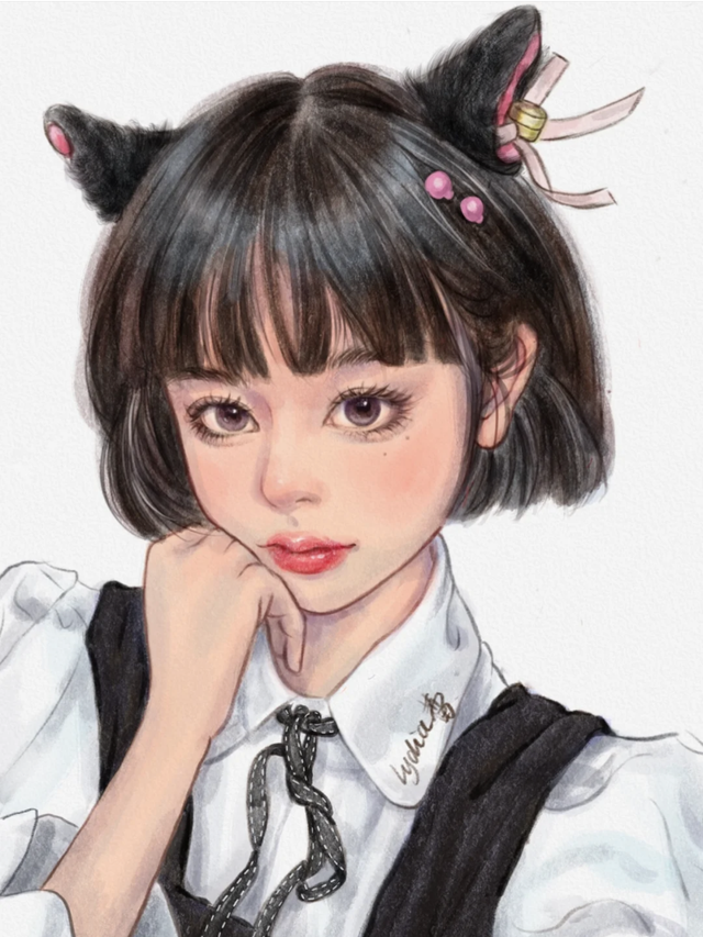 唯美女生插画｜再美的画师，也无法描绘出你的美丽，我心爱的姑娘