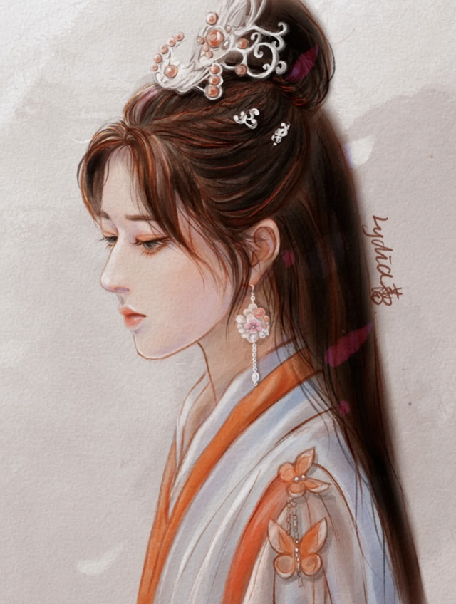 唯美女生插画｜再美的画师，也无法描绘出你的美丽，我心爱的姑娘