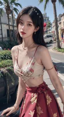 画美女腿(AI绘画-肤白貌美，身材吊带和短裙的美女)