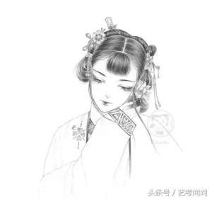 古风唯美女子素描图片(素描古风教程︱美人泪痕湿，我见犹怜)