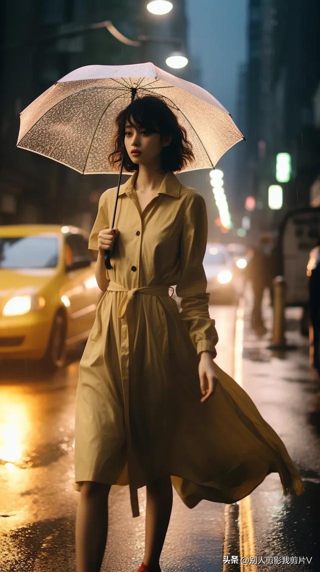 AI绘画｜雨夜唯美街拍美女（竖版）