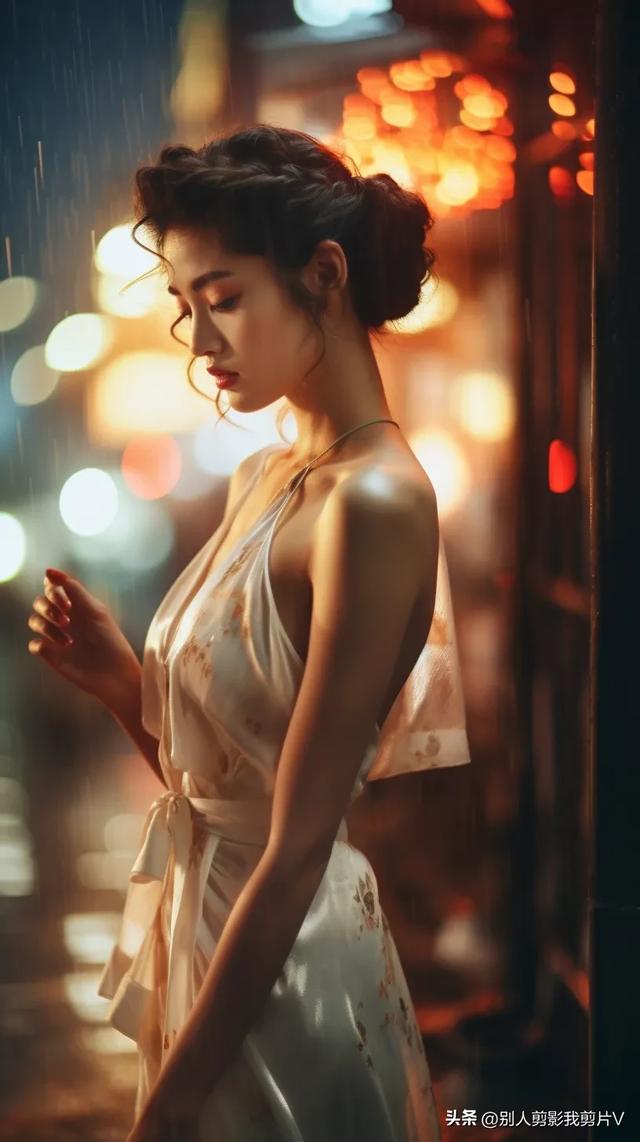 AI绘画｜雨夜唯美街拍美女（竖版）