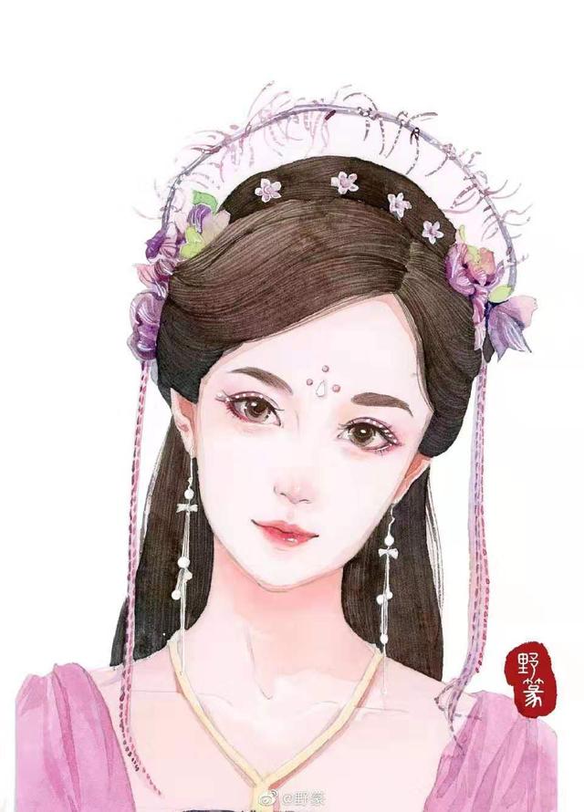 「古装剧美人插画」   美人一何丽，颜若芙蓉花