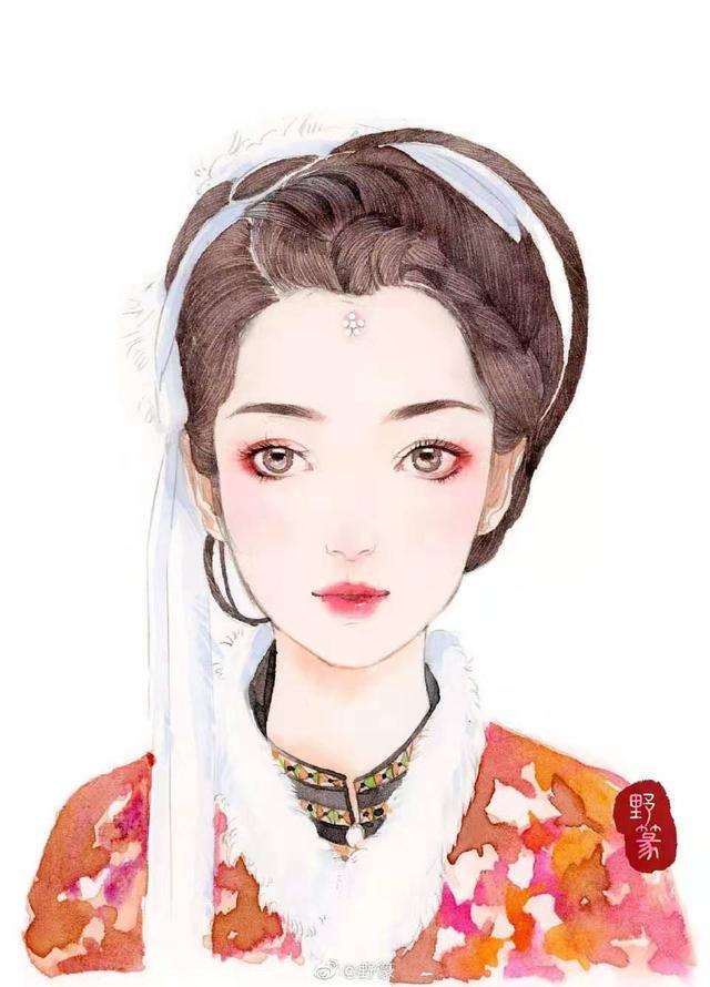 「古装剧美人插画」   美人一何丽，颜若芙蓉花