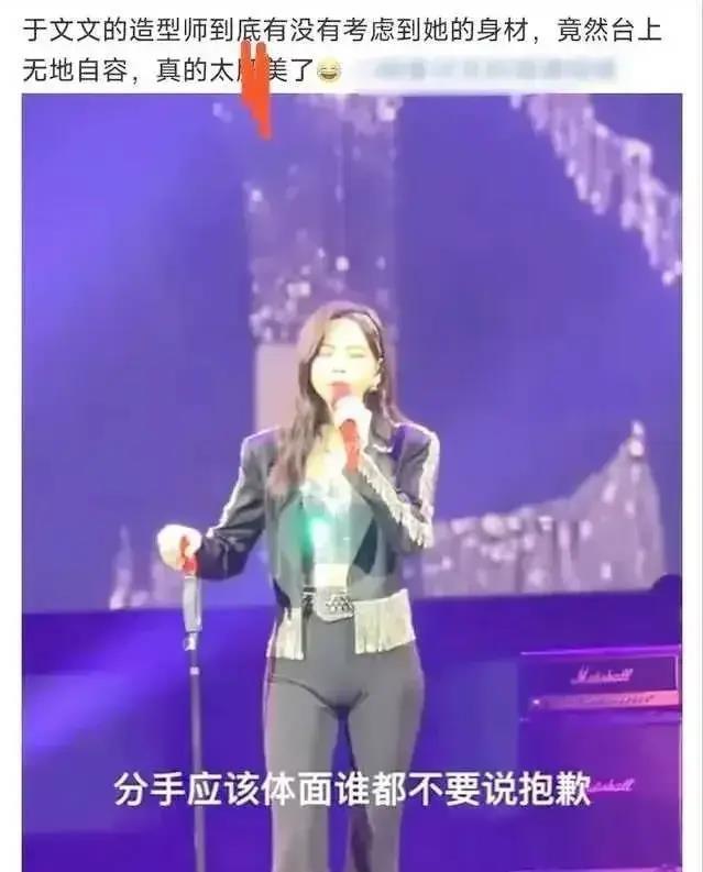 不忍直视！于文文演唱会私处轮廓显现，注意力被带偏，穿搭惹众议