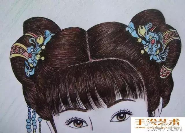 人物彩铅画教程：中国古典美女头像彩色铅笔画绘画步骤